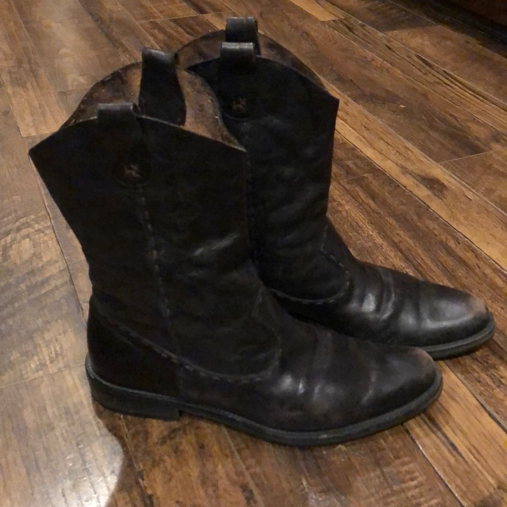 Barney’s New York distress leather western boots